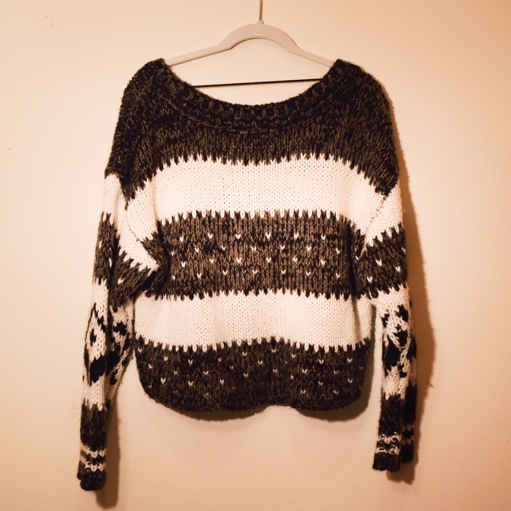 Free People Cropped Geometric Sweater S - Picture 5 of 5